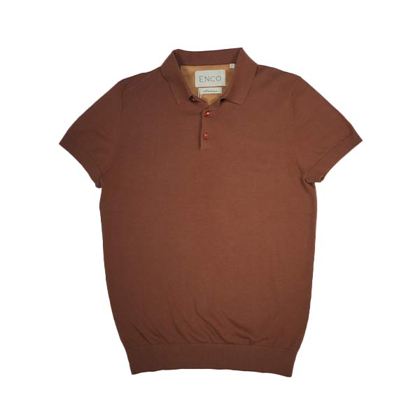 Knitted Tobacco Brown Supima Polo Shirt