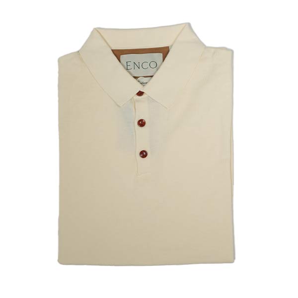 Knitted Off White Supima Polo Shirt