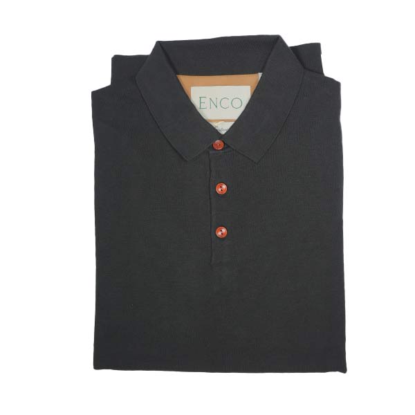 Knitted Black Supima Polo Shirt