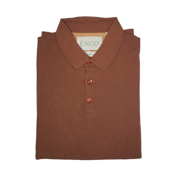 Knitted Tobacco Brown Supima Polo Shirt