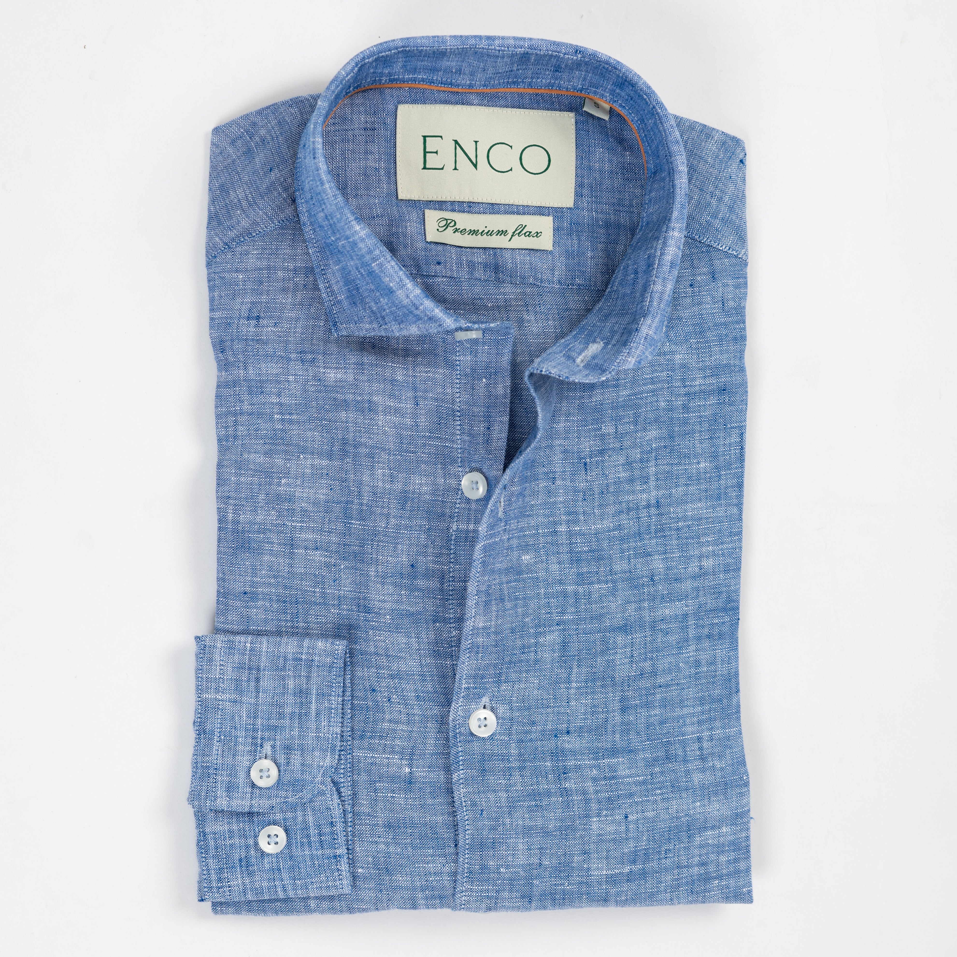 Ocean Blue Long Sleeve Linen Shirt ENCO Ocean Blue Long Sleeve Linen Shirt ENCO