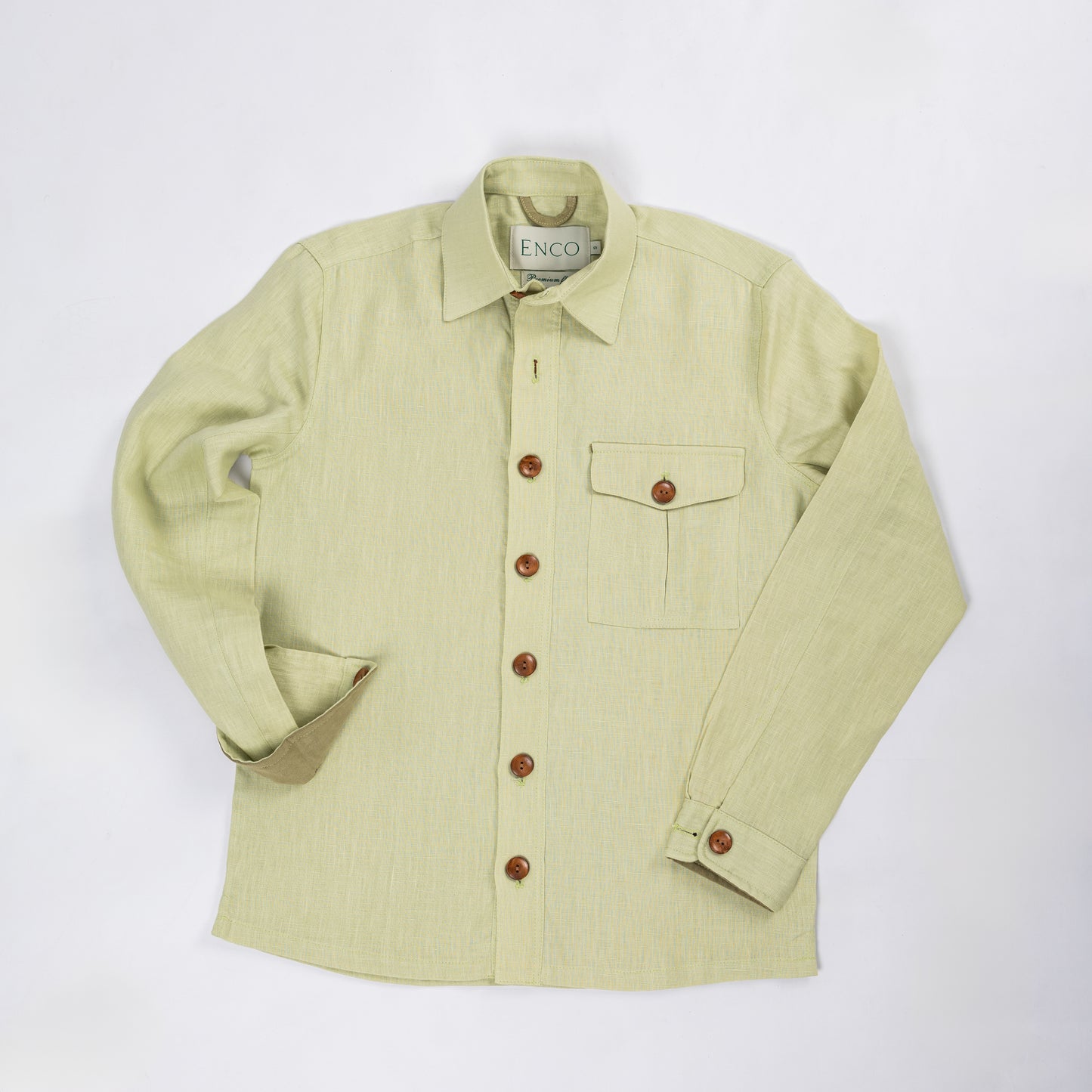 Olive Green Linen Overshirt