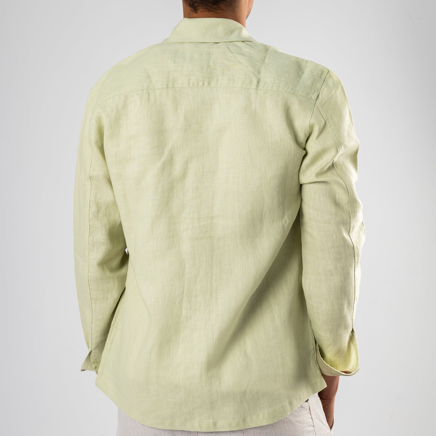 Olive Green Linen Overshirt