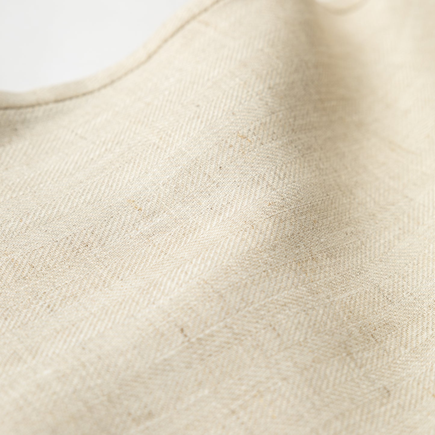 Beige Linen Herringbone Casual Pants