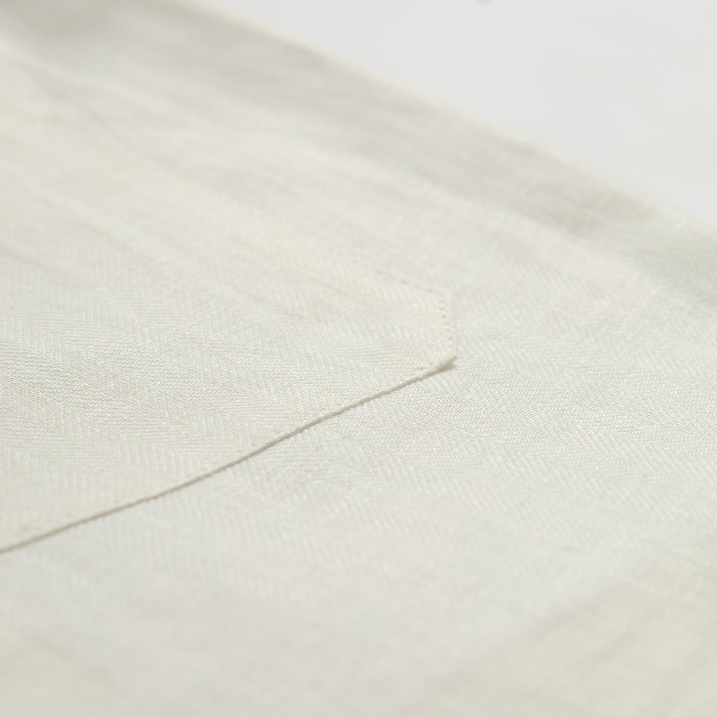 White Linen Herringbone Casual Pants