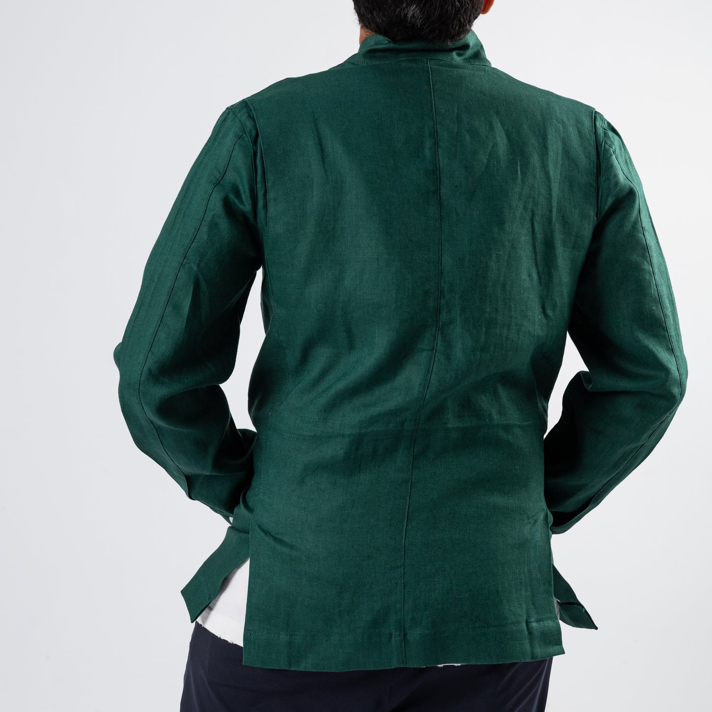Emerald Green Linen Safari Jacket