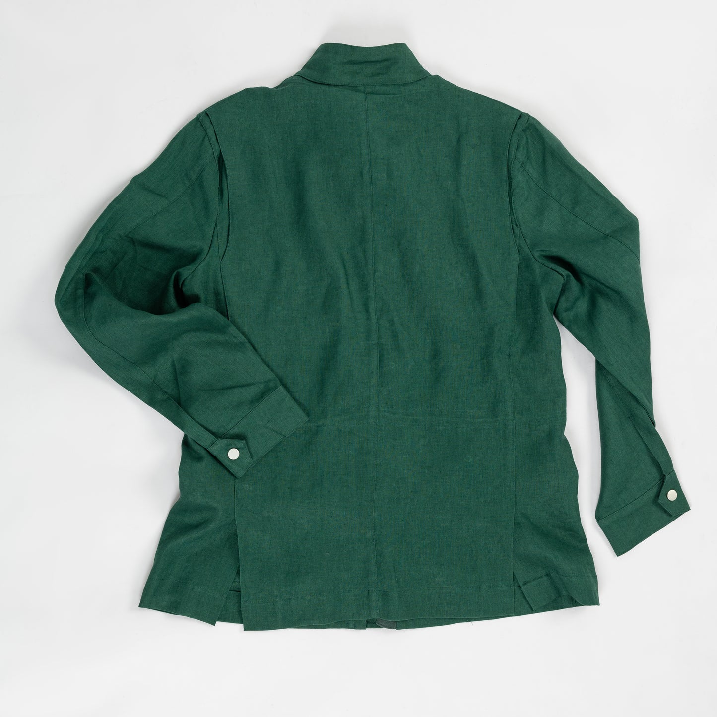 Emerald Green Linen Safari Jacket