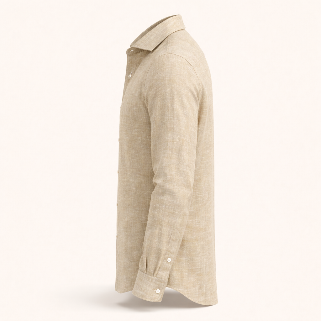 Beige Long Sleeve Linen Shirt