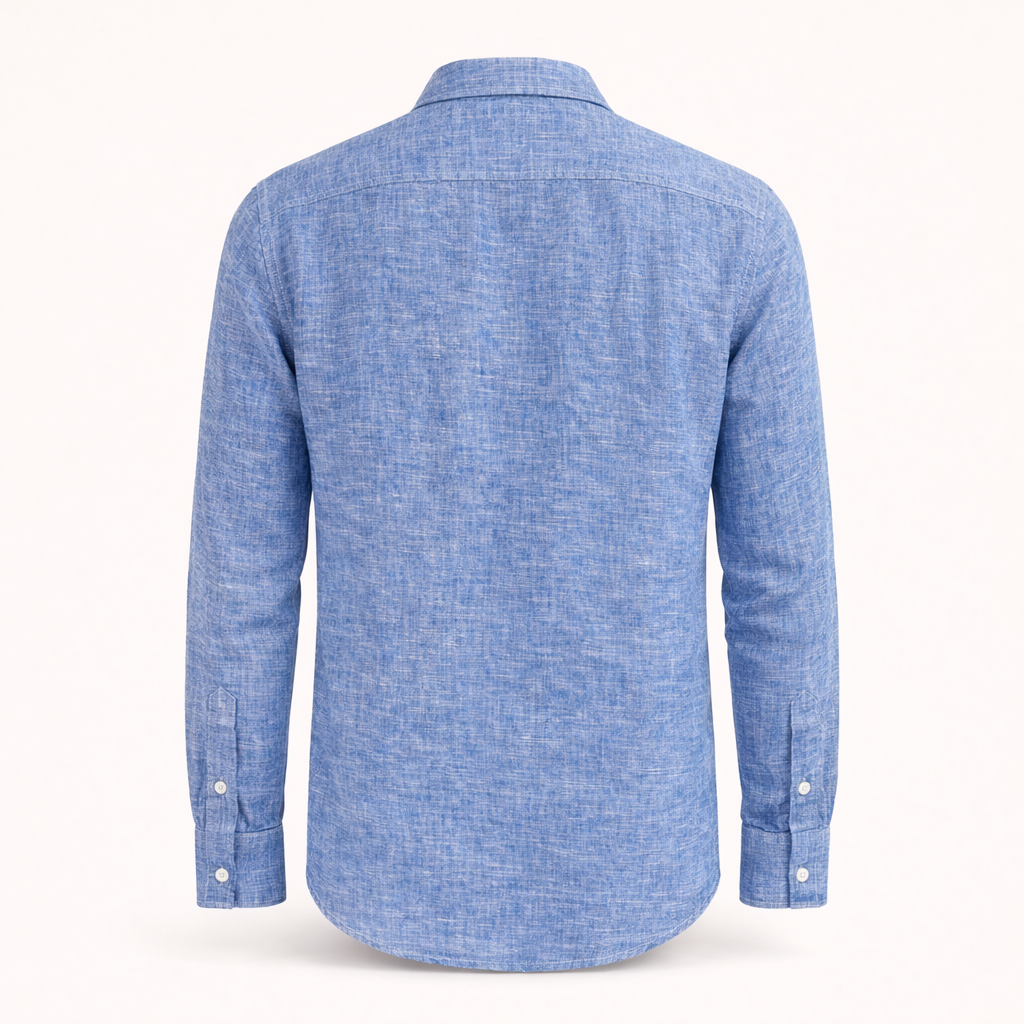 Ocean Blue Long Sleeve Linen Shirt