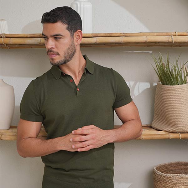 Knitted Mocha Supima Polo Shirt