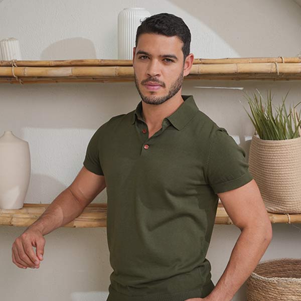 Knitted Mocha Supima Polo Shirt