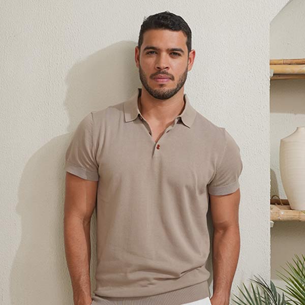 Knitted Sandstone Supima Polo Shirt
