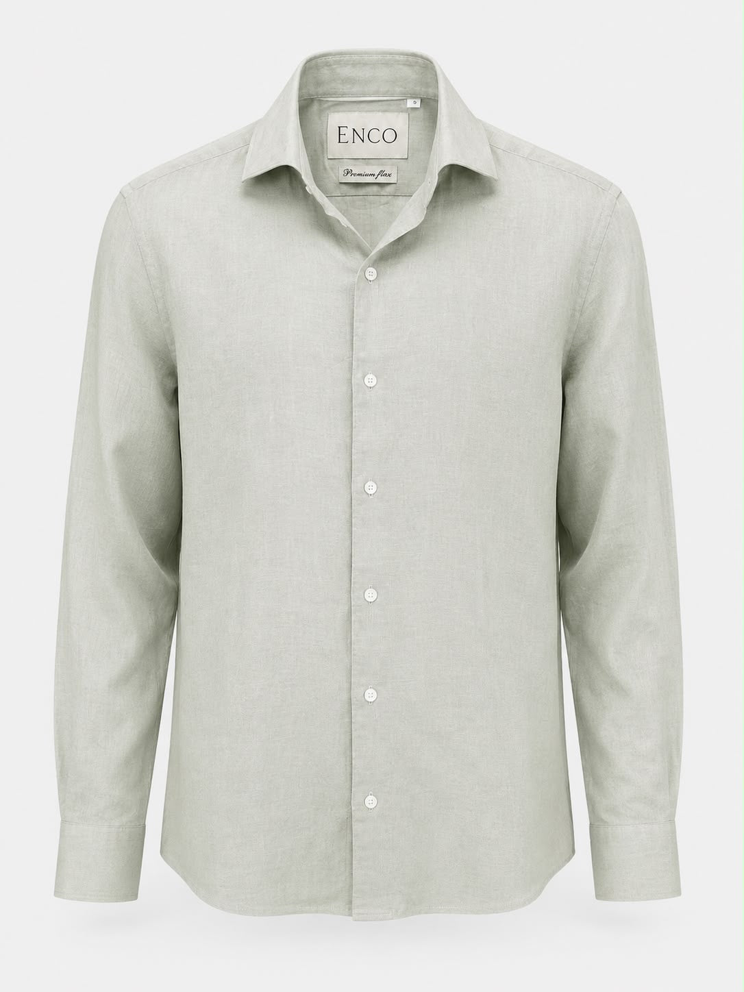Desert Sage Cut Away Collar Long Sleeve Linen shirt
