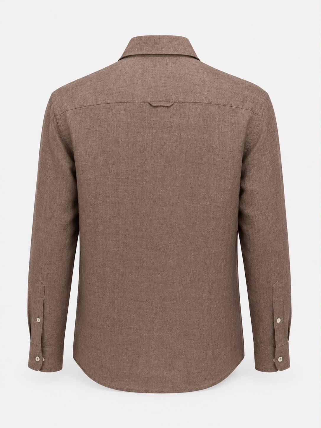 Raw Umber Cut Away Collar Long Sleeve Linen Shirt