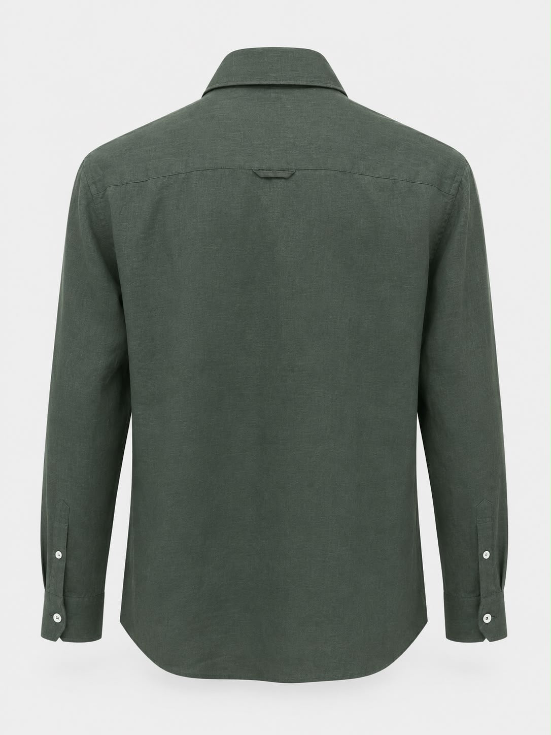 Cedar Green Cut Away Long Collar Sleeve Linen Shirt