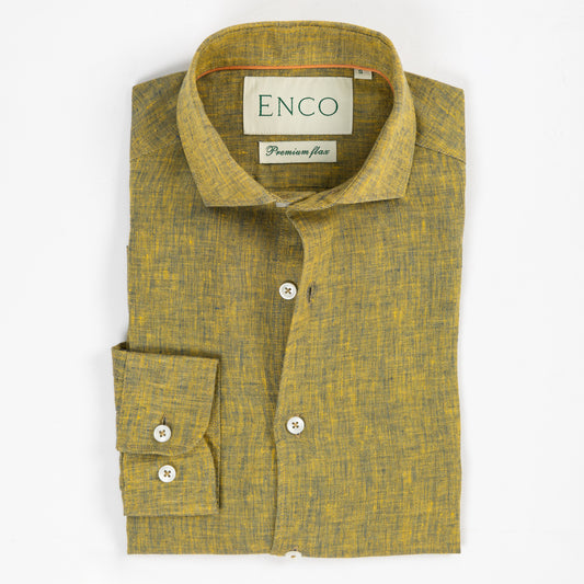 Golden Olive Long Sleeve Linen Shirt