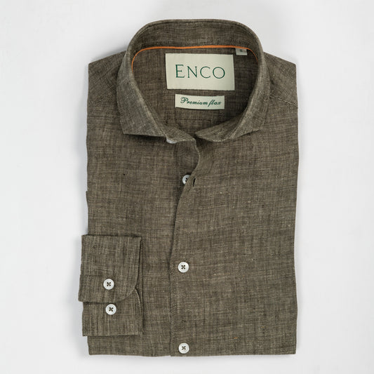 Earthy Taupe Long Sleeve Linen Shirt