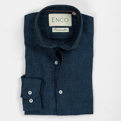 Navy Long Sleeve Linen Shirt