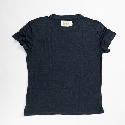 Navy Linen Crew Neck