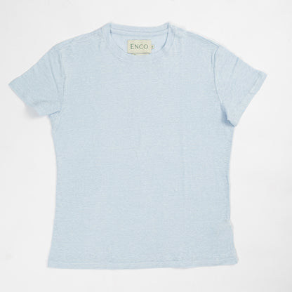 Light Blue Linen Crew Neck