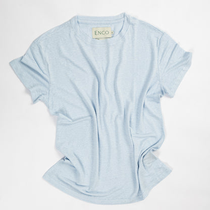 Light Blue Linen Crew Neck