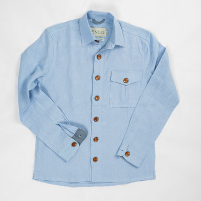 Baby Blue Linen Overshirt