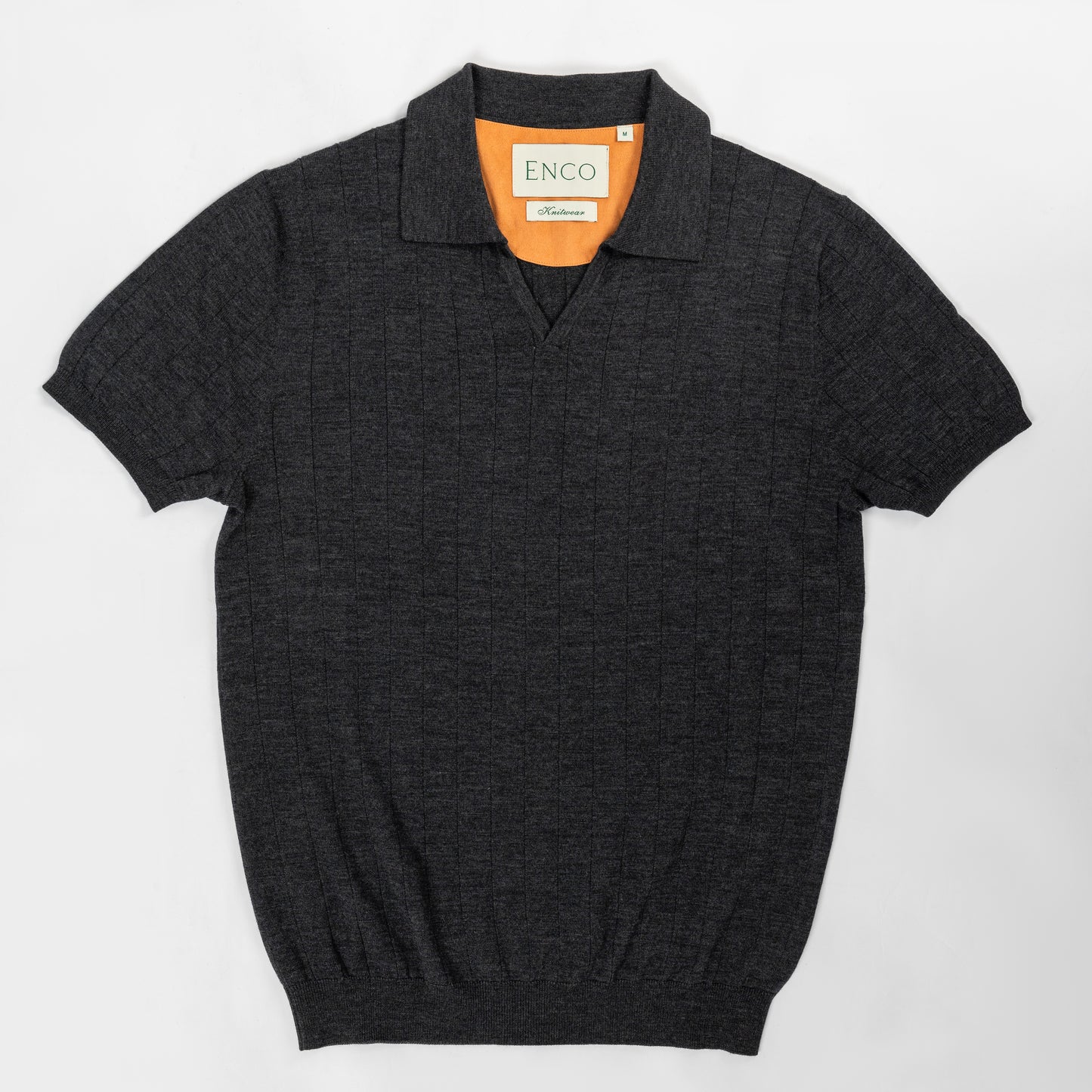 Melange Merino wool V-Neck Poloshirt