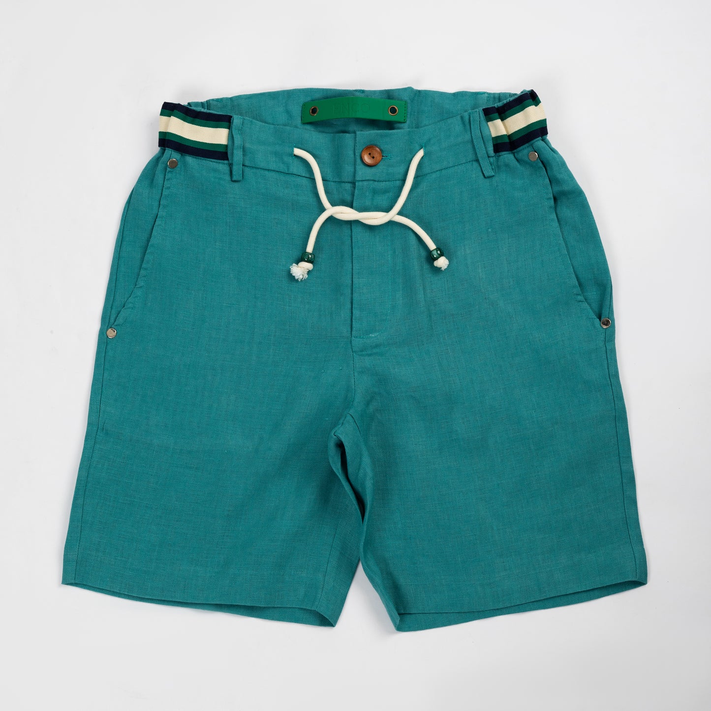 Teal Linen Shorts