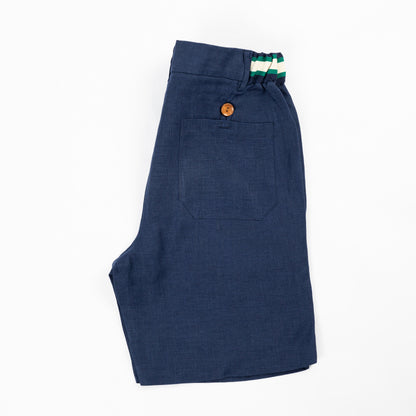 Navy Linen Shorts