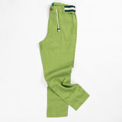 Grass green Linen Casual Pants