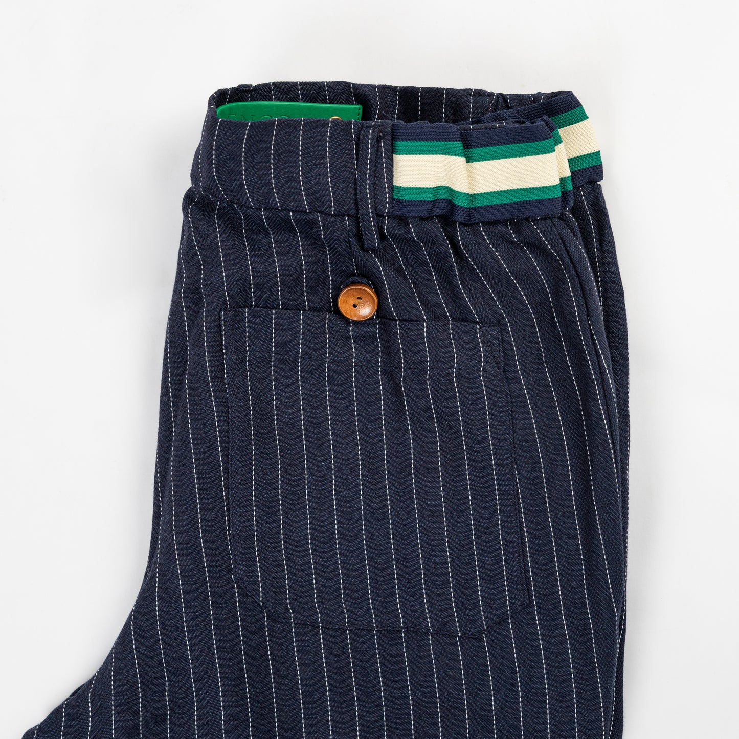 Navy Striped Linen Casual Pants