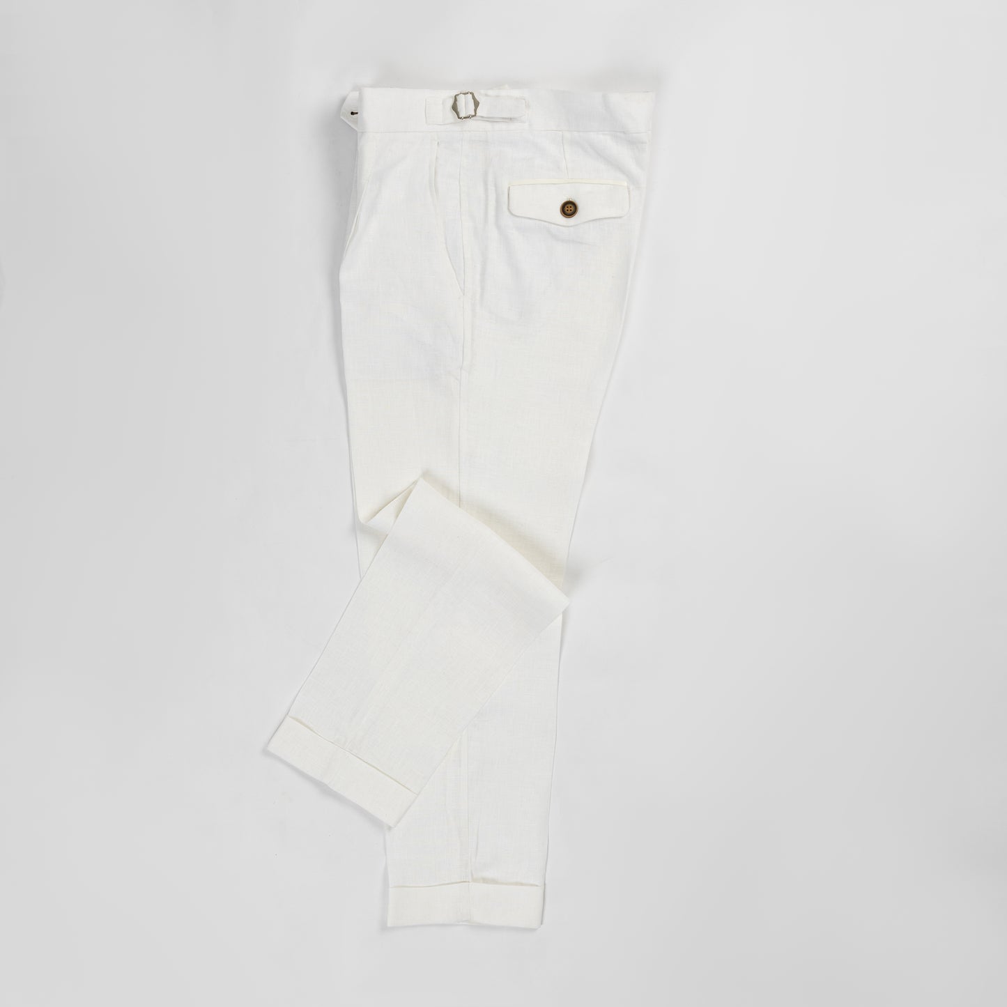 White Linen Buckle Pants