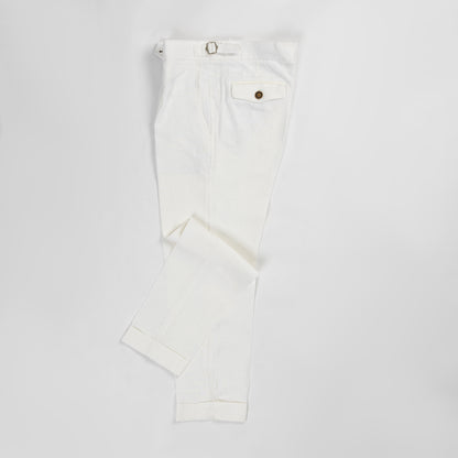 White Linen Buckle Pants