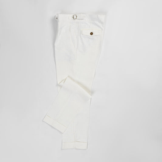 White Linen Buckle Pants