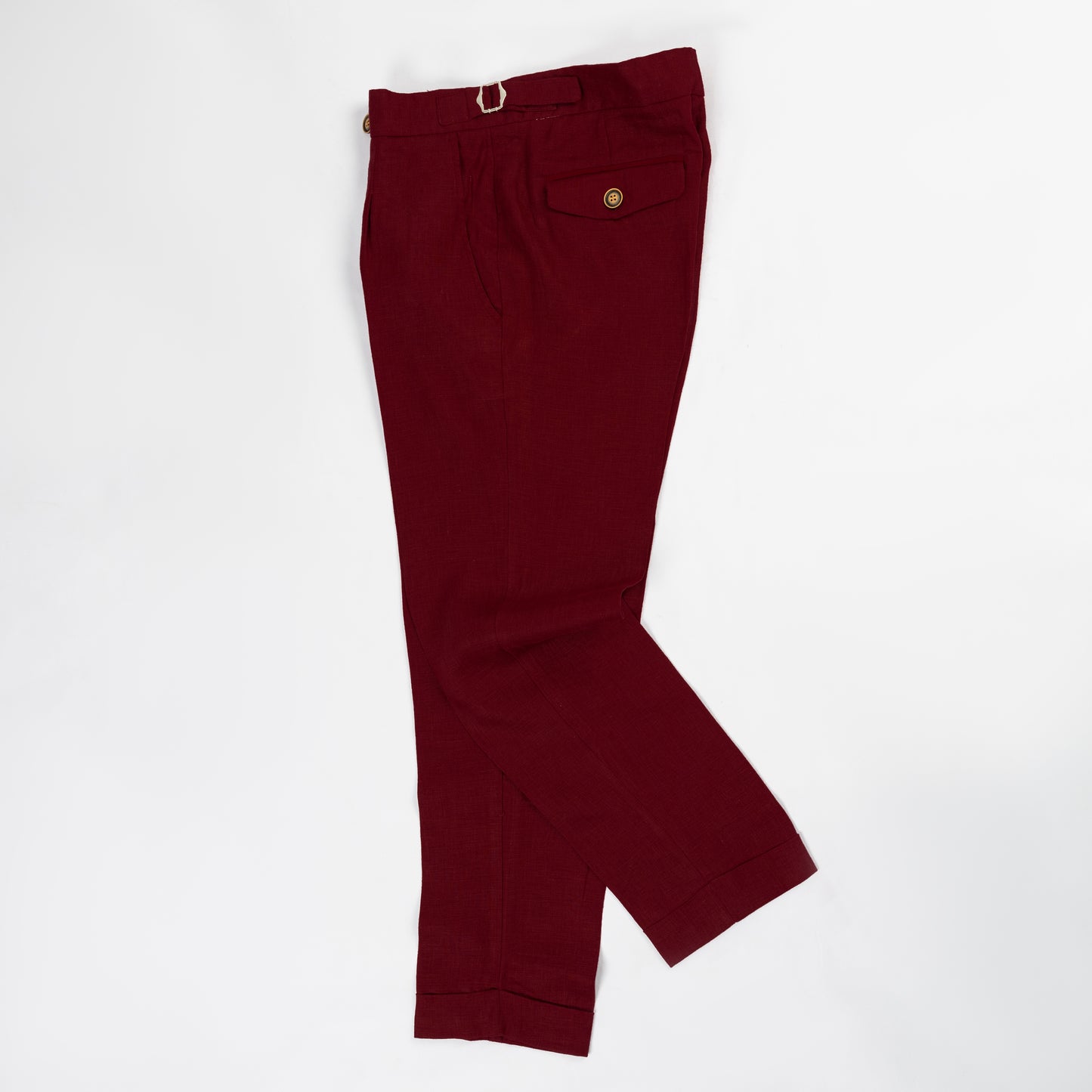 Burgundy Linen Buckle pants