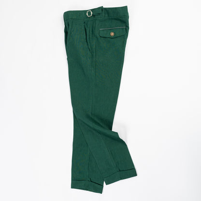 ENCO Green Linen Buckle pants