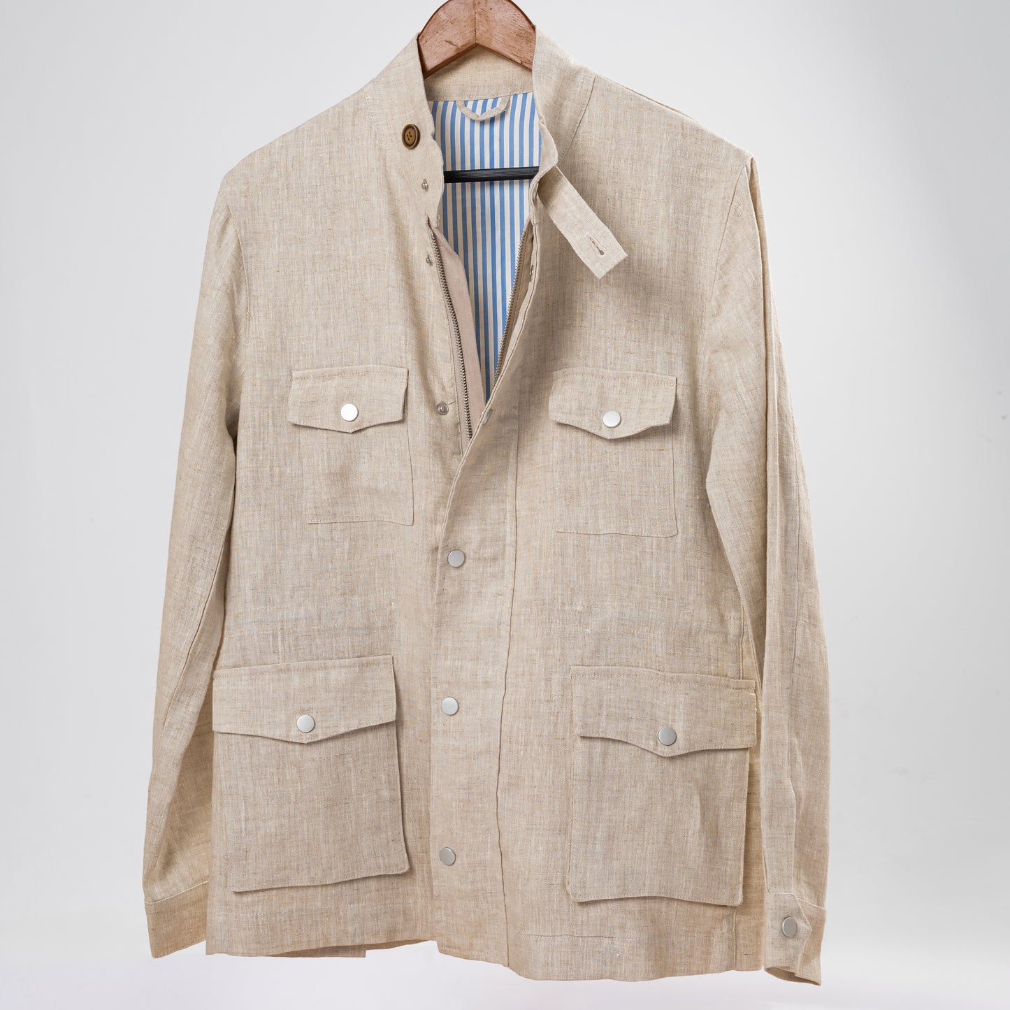 Beige Linen Safari Jacket