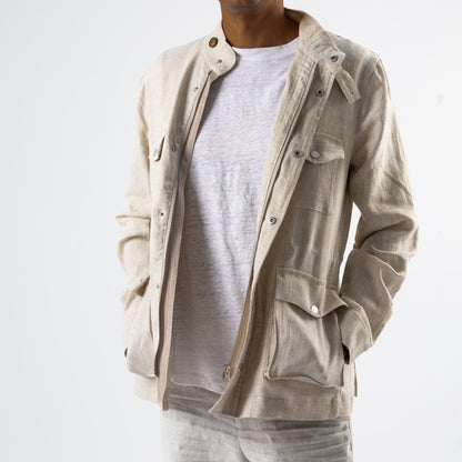 Beige Linen Safari Jacket