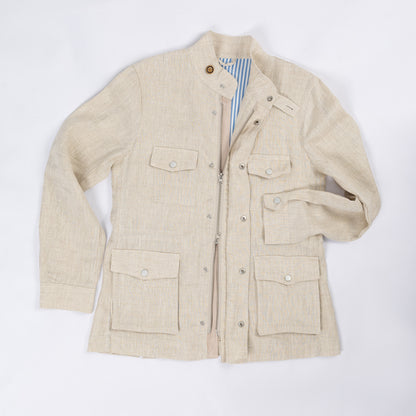 Beige Linen Safari Jacket