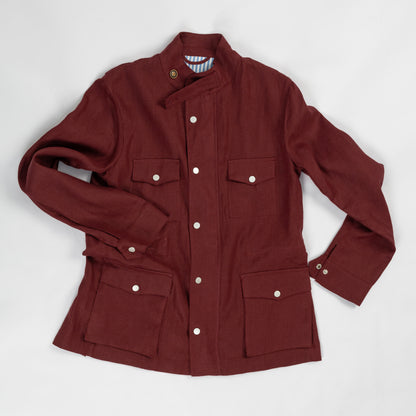 Burgundy Linen Safari Jacket