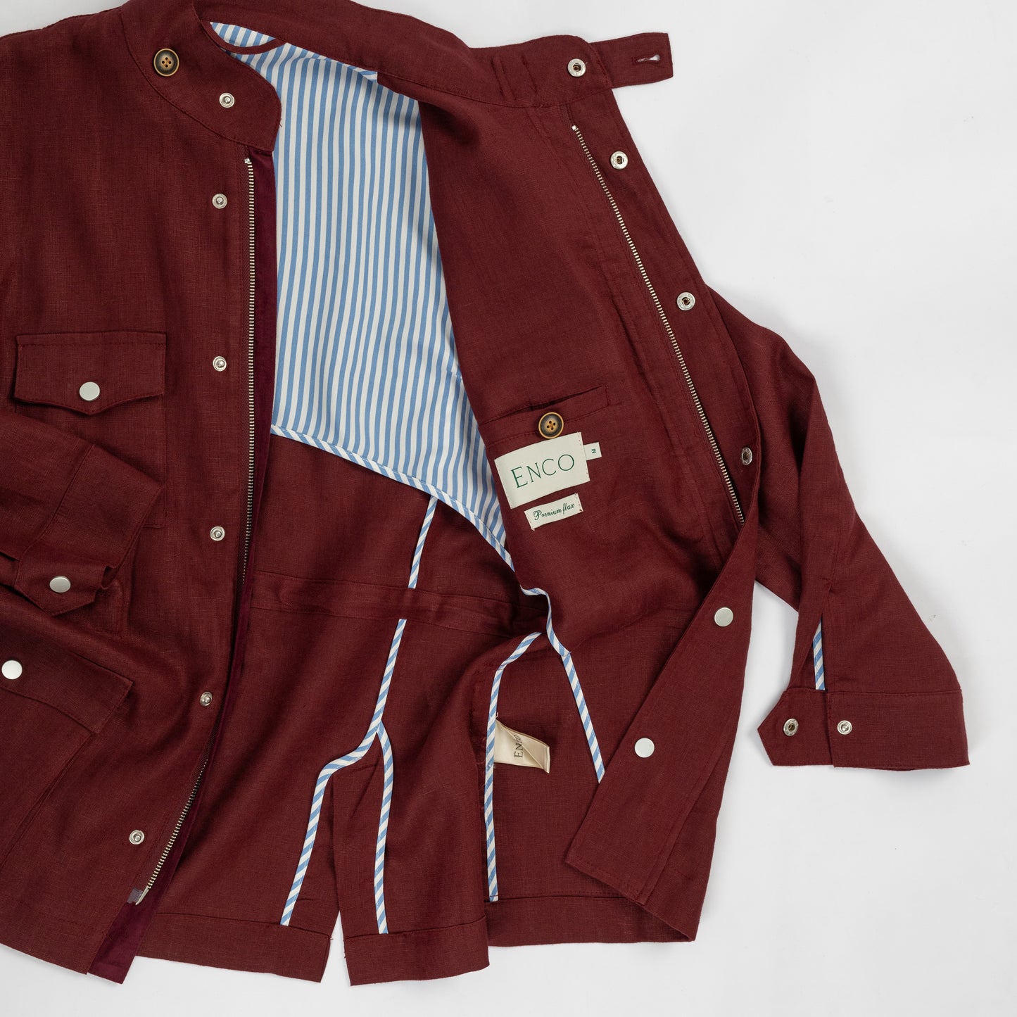 Burgundy Linen Safari Jacket