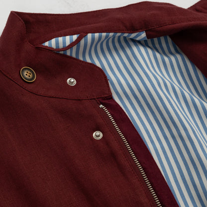 Burgundy Linen Safari Jacket