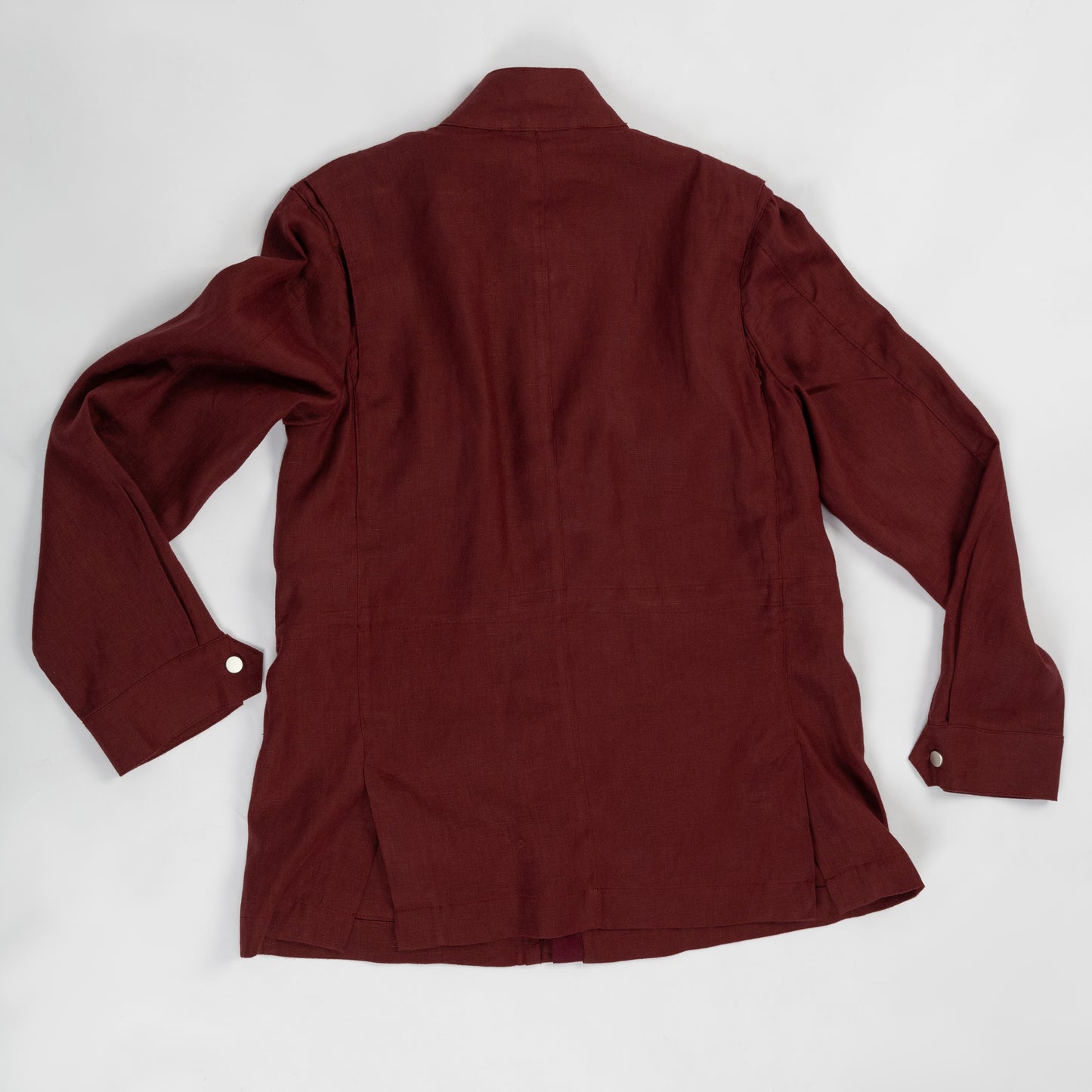 Burgundy Linen Safari Jacket