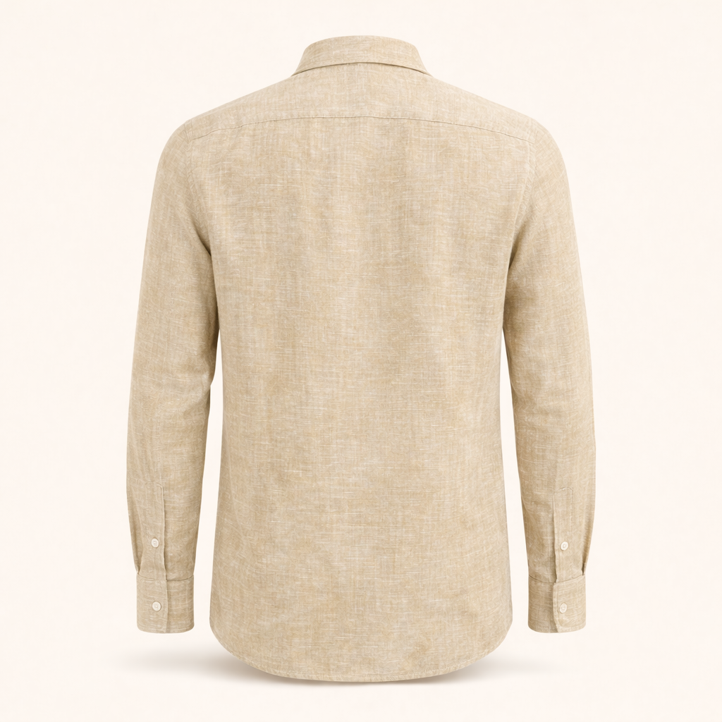 Beige Long Sleeve Linen Shirt