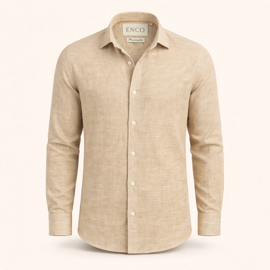 Beige Long Sleeve Linen Shirt
