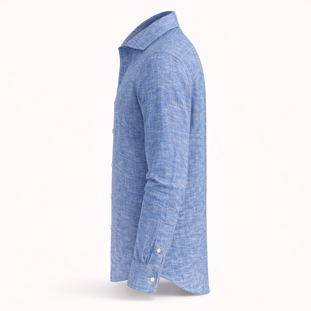 Ocean Blue Long Sleeve Linen Shirt