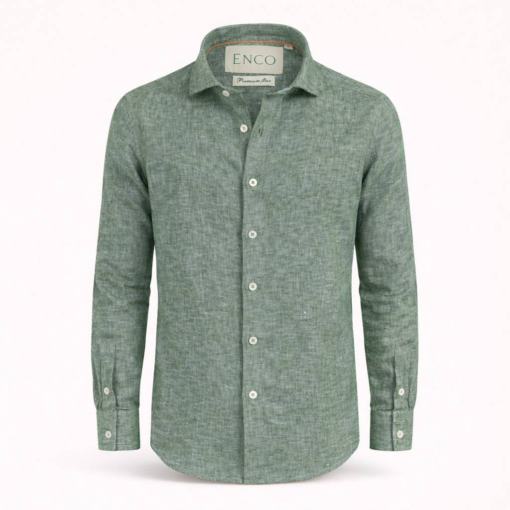 Olive Mist Long Sleeve Linen Shirt